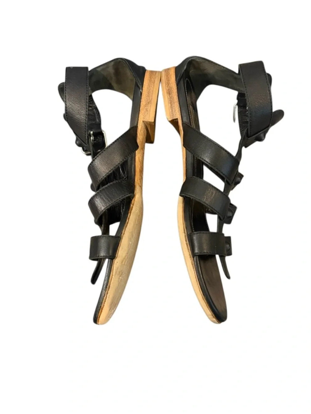 Balenciaga Arena Black Leather Gladiator Studded Multi-Strap Ankle  Sandals - Picture 8 of 15